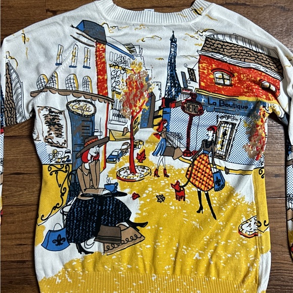 Clotheshead • X-Large • Multi-Colors W/ Women Shopping In Paris/ Studded Sweater - Picture 11 of 16